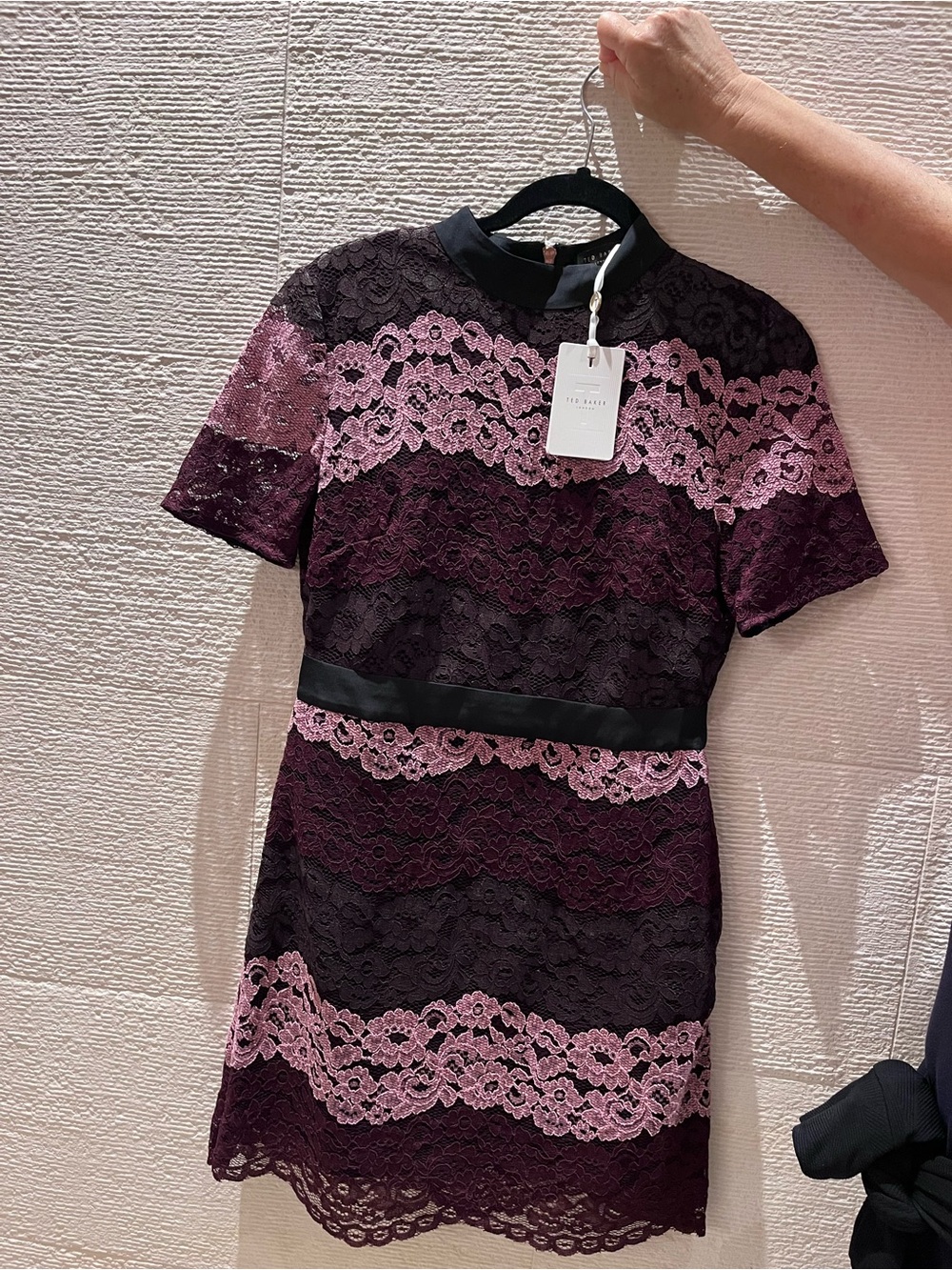 Ted Baker Pink and Plum Lace Mini Dress